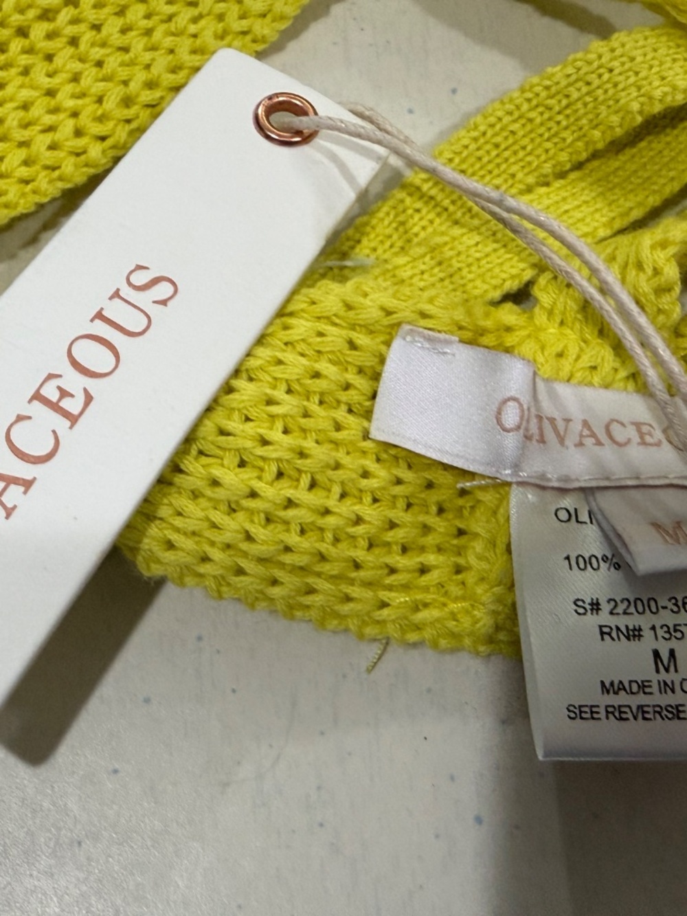 Olivaceous Cropped Tank Top Brami Tie Adjustable Back Knit Sweater 100% Cotton M - Picture 7 of 8